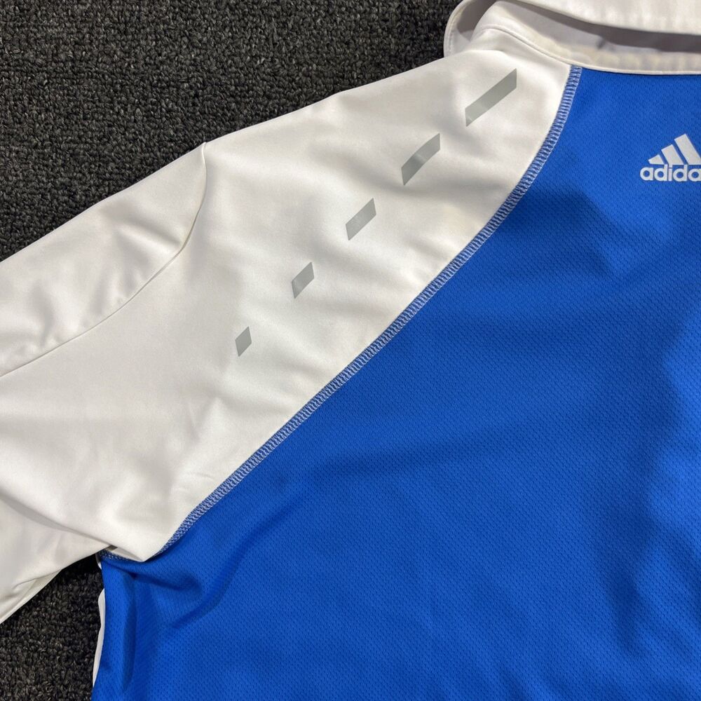 Adidas Golf Adizero Mens Large White Blue Short Sleeve Polo Shirt Z70815 - Picture 12 of 12